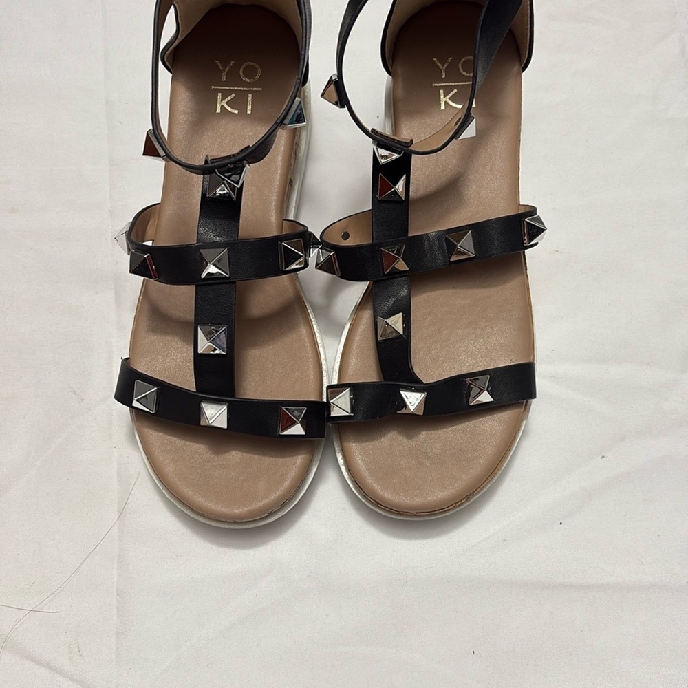 Yoki Black Studded Sandals